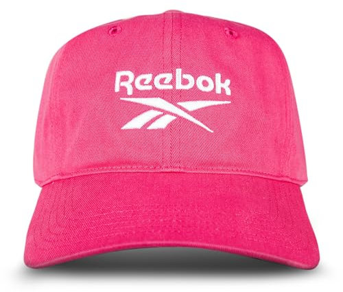 Reebok Mütze mit klassischem Logo, Herren, Damen, verstellbar, atmungsaktiv, für jeden Tag, niedriges Profil, Baumwoll-Twill, Kräftiges Pink, Einheitsgre