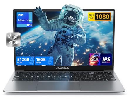 ACEMAGIC Laptop Computer 15.6 inch - Quad-Core N-95 Processor Notebook Laptops Up to 3.4GHz (Beat N5095),16GB DDR4 512GB SSD Student Laptop with Metal Body Support WiFi, BT5.0