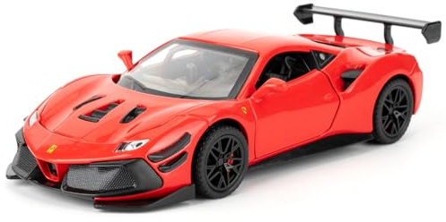 imtfzct 1:32 Ferrari 488 Modellauto, Alu-Druckgussauto mit Rückholfunktion, Kinderspielzeugauto mit Licht und Sound, Sammlermodell Spielzeug, Kindergeschenk (rot)