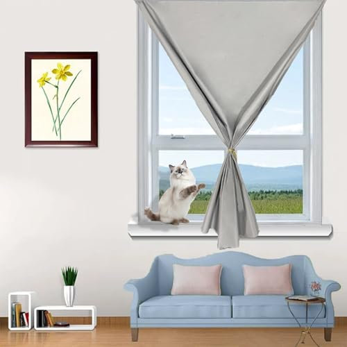 Fenster Verdunkelung 45 x 135 cm, Verdunkelung Energiesparend100% Lichtundurchlässig, Abnehmbar Verdunkelungsfolie Verdunklungsstoff, mit Klettband für Fenster Türen, Grau
