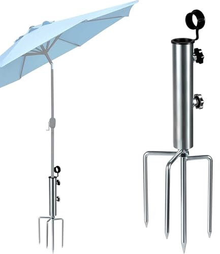 JVHLOV Support de Parasol avec 4 Piquets Amovible Réglable, Piquet de Gazon pour Parasol, Fixation de Parasol d'Extérieur, pour Plage/Prairie/Sable, pour Parasol,Parasol de Jardin