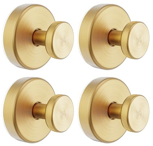 Bntuk Ganchos con ventosa para ducha, colgador de succión resistente para ventana de baño, cristal, bata de baño, gancho para colgar toallas – 4 unidades, color dorado