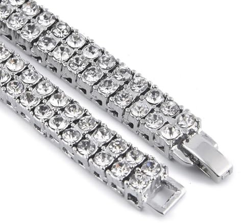 Calefee Halskette Männer Iced Out 51 cm, Venezianerkette Damen 8mm Breit Hip Hop Kette Herren Ohne Anhänger