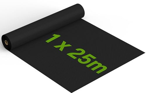 Membrane Anti-Mauvaises Herbes Non tissée 1 m x 25 m 100 g/m² - Tissu Anti-Mauvaises Herbes - Résistant aux UV - Respirant - Personnalisable - pour allées, parterres de Fleurs, légumes