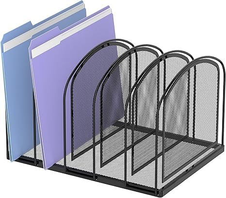 SUPEASY 5 Abschnitt Mesh Datei Organizer für Schreibtisch, Aufrechter Schreibtisch Ordner Organizer Datei Sortier Büro Organisation Dokument Halter für Zuhause, Büro für Klassenzimmer, Schwarz