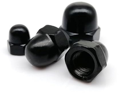 KEBLIN 5/10 Stück DIN1587 M3 M4 M5 M6 M8 M10 M12 Schwarz 304 A2-70 Edelstahl Sechskant-Hutmutter Dekorative Abdeckung Halbkuppelmutter(1pc M12)