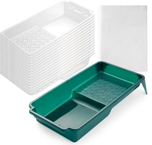 YiBaiBrush Paint Tray Liner, 4 Inch Paint Roller Tray with 15 Pcs Disposable Tray Liners, Paint Pans Trays, Small Paint Tray, Painting Supplies for Walls, Ceilings, DIY Projects