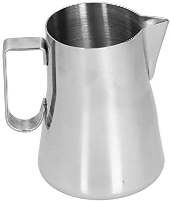 Stainless Steel Milk Frothing Pitcher, Stylish Garland Cup for Coffee, Proof and, Easy to, sturdy Quality, Attractive Colors, Comfortable Handle, (600ml stainless steel)