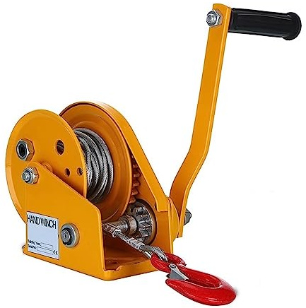 Cabrestante de elevación eléctrico 1200lbsx5-15M Molinete de camión de barco Cabrestante manual portátil automático con autobloqueo, herramienta de mano(1200lbsx5M)