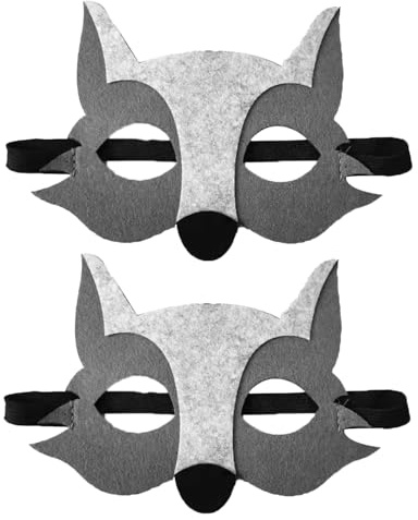 MEISH Lot de 2 masques de loup en feutre demi-visage pour bal masqué Halloween Cosplay pour enfants