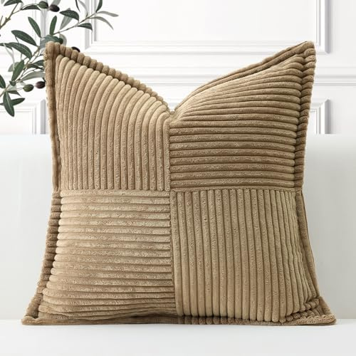 Artscope Ein Cord Kissenbezug Kordsamt Kissenhülle Zierkissenbezug 40x40 cm Dekokissen Sofakissen Couchkissen Dekorative Weiche Kissen für Sofa Wohnzimmer Zuhause Schlafzimmer, Braun