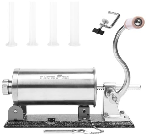 MASTER FENG Horizontal Sausage Stuffer Machine Packed with 4 Plastic Stuffing Funnels (2.5LBS Capacity)