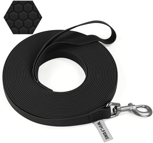 Wolfone Schleppleine 10m für Hunde，Schwarz | Wasserdicht, Lange Rückruf, Anti-Rutsch-Griff, Heavy Duty robuste Ausbildung, Outdoor-Aktivitäten