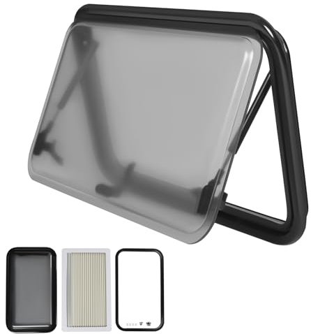 Finestra per camper 700 x 400 mm con finestrino, moderna, camper per per furgone, roulotte, camper, angolo di apertura: 80-85°