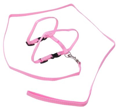 TOBBOMEY Verstellbare Katzenleine mit Nylon Geschirr und Snap Verschluss Leichtes Sicheres Pinkes Katzengeschirr für Kleine Katzen für und im Freien