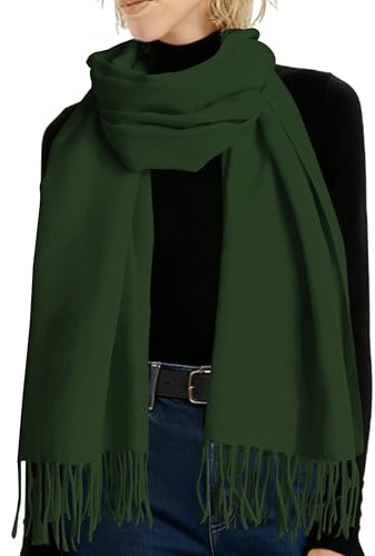Turmaster Schal & Tücher für Damen-200x70cm Großer Schal Stola für Abendkleid Hochzeitf, Winter Warm Pashmina Schalmit box,Dunkelgrün