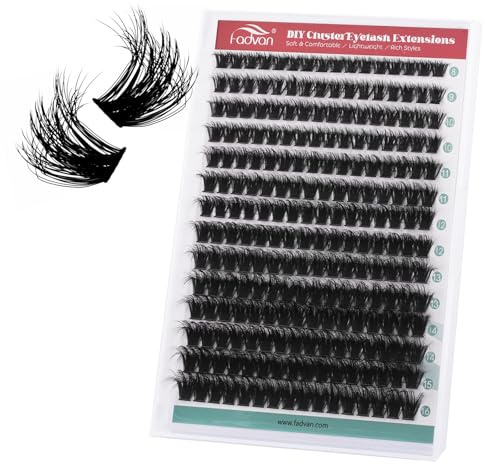 FADVAN 280pcs Ciglia Finte Ciuffetti Lashes Effetti 3D 100D D Curl 8-16mm | Ciglia Finte Extension Fai Da Te,Lash Clusters Effetti 3D Più Vaporosi e Folti
