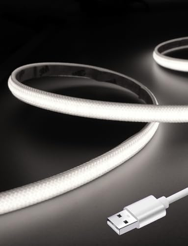 Infinilux 39.37in USB Fabric COB LED Strip, 6000K Daylight White, Anti-Glare Soft Diffused Light, Flexible Cuttable Under Cabinet, Desk & Display Lighting