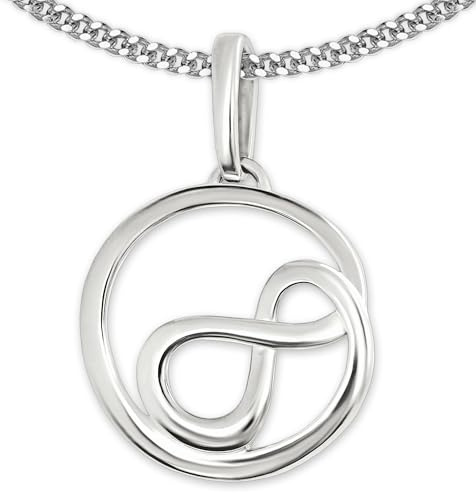 CLEVER Smycken oändlighetstecken kedja 15 mm med zirkonia och pansarkedja 45 cm sterlingsilver 925 i etui gräddvit