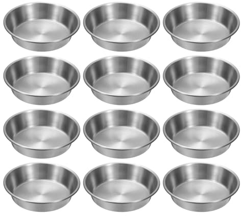 QUARKZMAN 4 Inch Piatti Per Salsa In Acciaio Inossidabile, 12 Pezzi Mini Piattini Individuali Rotondi Per Condimenti Vassoio Per Salsa Ciotole Per Sushi Piatti Per Mescolare, Argento