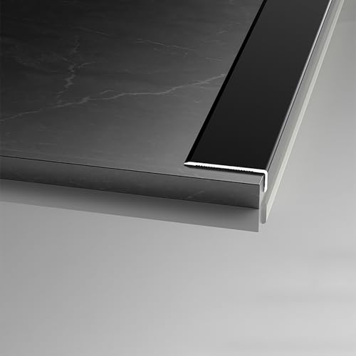 Coayuou Corniere 90cm* 3 Pièces Baguette Angle Carrelage Aluminium Profile Idéale Pour Protéger Les Coins Des Meubles Et Murs, Design Élégant Et Résistant Pour Maison Et Bureau(Schwarz,5x10mm)