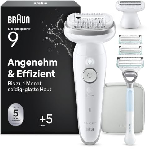 Braun Epilateur Electrique Femme Silk Epil 9, 9-130, Blanc et Rose Quartz