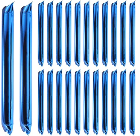 Alasum 32 Bastoncini Gonfiabili da Tifo in Pellicola di Alluminio Blu, Bastoni Rumorosi per Eventi Sportivi, Strumenti Leggeri e Riutilizzabili per Partite di Calcio e Feste