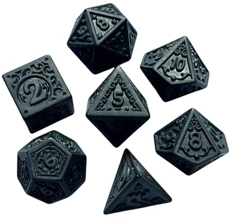 ZZHBOO Set di 7 Dadi da Gioco da Tavolo, Numeri Intagliati Stile Vintage, per Giochi di Ruolo, Strategia, Collezionismo e Decorazione DIY