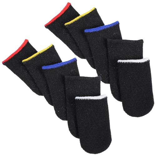HEATSHAKING Fundas Pulgar del Juego Color Aleatorio 10 de Nailon Transpirables y Elásticas, Resistentes Fatiga para Adultos, Ideales para Pantallas Táctiles y Juegos Móviles