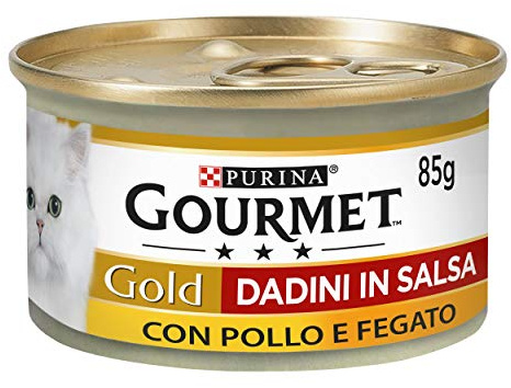 GOURMET Gold Nourriture Humide pour Chats Adultes en dés en Sauce au Poulet et au Foie 24 boîtes de 85 g