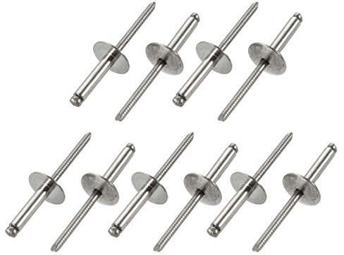 Sourcingmap 10pcs 20mmx5mmx16mm 304 Stainless Steel Open End Large Flange Blind Rivets