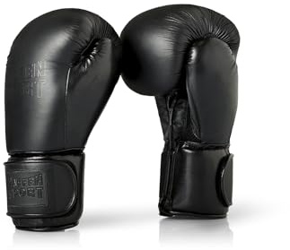 PAFFEN SPORT Black Logo Echtleder-Boxhandschuhe | Sparring, Training, Boxen, Kickboxen, Muay Thai