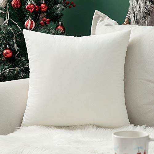 MIULEE Kissenbezug 60x60 cm samtkissen couchkissen Weiß | Kissenhülle Dekorative Dekokissen Sofakissen Wurfkissenbezug mit Verstecktem Reißverschluss Sofa Schlafzimmer