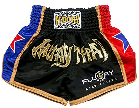 FLUORY - Pantalones cortos para artes marciales mixtas, kickboxing, lucha en jaula o Muay Thai, ropa deportiva para entrenamiento, Hombre, 2mtsf08-negro, L