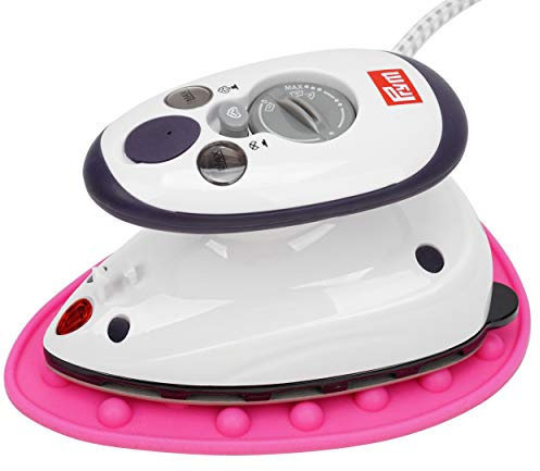 Prym Mini Dampf Bügeleisen Mit SEMPLIX Silikon Ablage Im Set (Pinky), Kleines Leichtes Für Reise und Zuhause