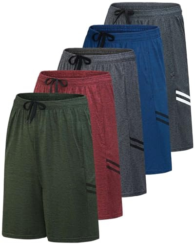 Real Essentials Herren Tennis-Shorts Fitness-Shorts | Dehnbar, lang, bequem, Kordelzug, Taschen, Schweiß, Sommer, Lounge, Pyjama, Schlaf, Fußball, Wandern, Strecke, Tennis, Sport