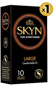 SKYN Large Kondome 10 Stück - Skynfeel Latexfreie Kondome für Männer, Gefühlsecht Hauchzart, Extra Groß, XXL Größe Box, Länger & Breiter, 56mm Breite