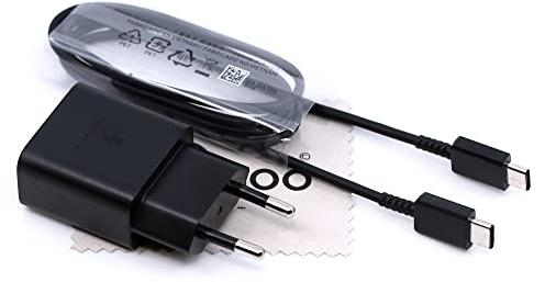 Ladegerät für Samsung Galaxy S8 S8+ A20 A30 A40 A50 USB-C mit mungoo Tuch | USB-C, mit Kabel, für S8/S8 Plus/A20/A30/A40/A50/A70/A80/M20/M30/M40, Ersatz für EP-T1510, mit mungoo Tuch
