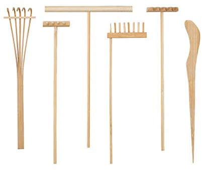 Healifty 6pcs Bamboo Zen Garden Rakes Meditation Sand Mini Zen Garden Tools Accessories for Home Office Table Decoration