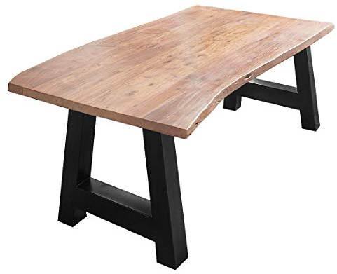 SAM Esstisch Athen 160x85 cm Akazie Natur Baumkante A-Gestell schwarz