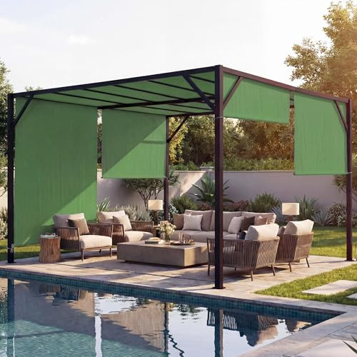 Mendler Pergola Baia Schiebedach grün - 3x4m | Garten Pavillon, Terrassenüberdachung, stabiles 6cm-Stahl-Gestell