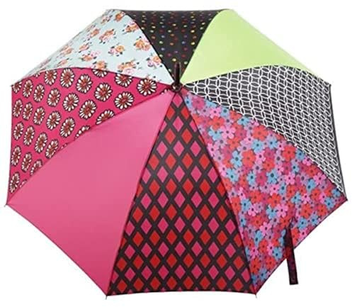 Totes Auto Open Water Repellent Stick Umbrella with Classic Wood J Hook Handle