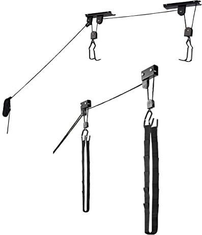 Garage Hoist Set of 2 - Includes 1 Kayak Pulley and 1 Ladder or Bike Hanger - Overhead Garage Storage for Ceilings up to 12-Foot by RAD Cycle