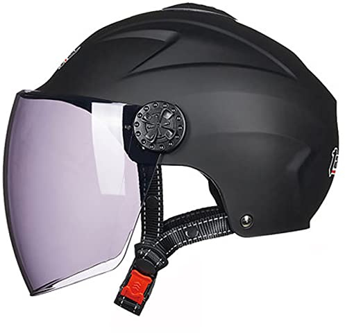 JATIBOSH Attache Fermement Vintage Casque Portable Et Sûre Cyclomoteur Casque, RéTro Demi Casque Boucle De Sécurité À Prise Rapide Casque Moto, pour Adapté Aux Motos ÉLectriques ECE Certifiés