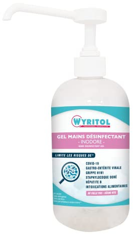 WYRITOL - Gel hydroalcoolique 500ml – Désinfectant mains - Formule naturelle - Antibactérien et virucide - 70,2% Ethanol - Fabrication française