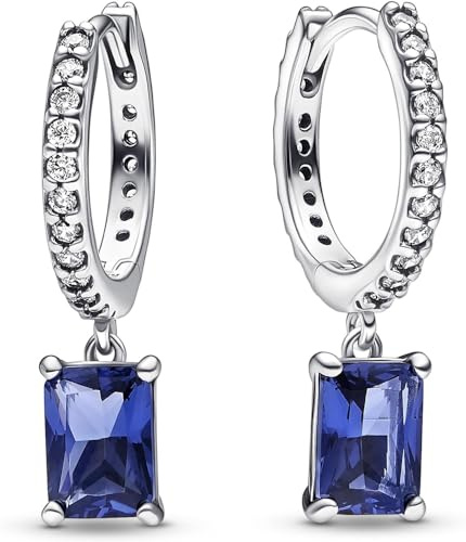 Pandora Blaue Rechteckige Funkelnde Creolen 292381C01 Earrings