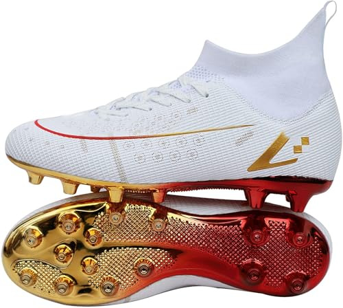 Kmrlofiy Fotbollsskor för män, fotbollsskor med high-top-dubbar, professionella, utomhus, friidrott, barn, pojke, fotbollsskor, tävling, skosnören, träningsskor, sportskor, 37 EU