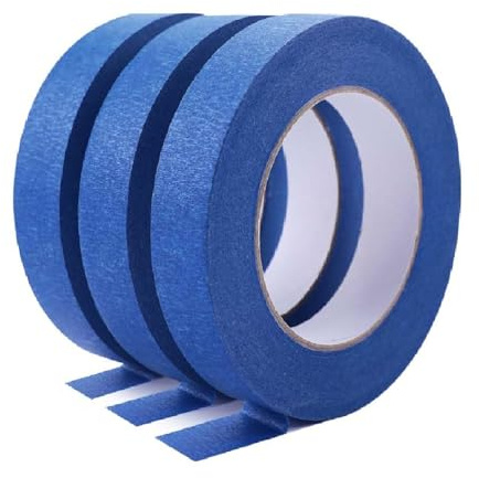 HTVRONT Blue Painters Tape - 1 Inch x 60 Yards x 3 Rolls Masking Tape, Multi-Surface Painters Tape, Paint Tape for Wall, Painting, Craft, Art Supplies, Clean Release Painter's Blue Tape