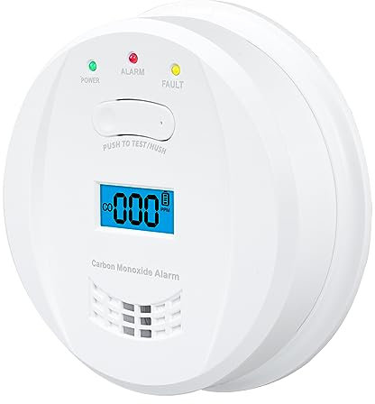 HOMELYLIFE Detecteur Monoxyde Carbone avec LCD Affichage Numérique, Détecteur de Monoxyde de Carbone avec Batterie Échangeable, Durée de Vie du capteur de 10 Ans, Conforme à la Norme EN50291