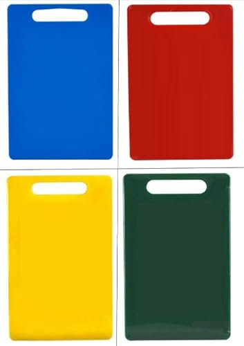 Colour Coded Chopping Boards Professional Cutting Board Catering Kitchen Use Multipurpose Durable BPA-Free Utility Cutting with Handle Double Sided Vegetable Meat Fruit Board (Yellow)